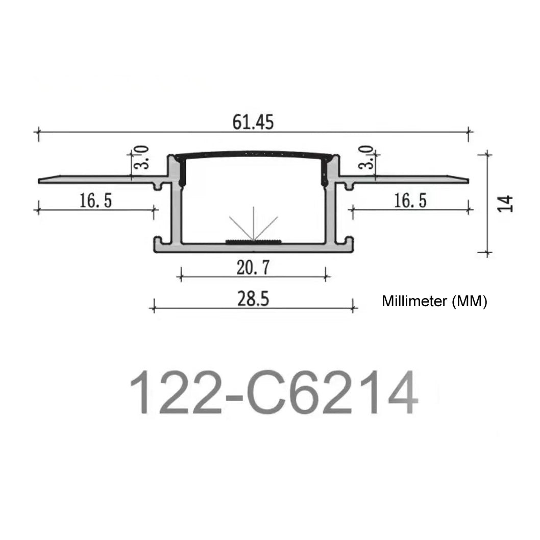122 Aluminum Channel with Frosted Diffuser for LED Strips , 3 Meters