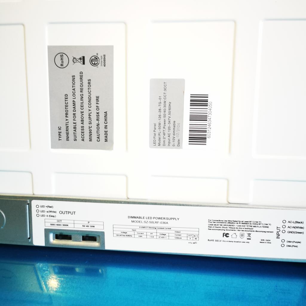 Backlit 2x4 FT LED Flat Panel Light,3CCT 3000k/4000k/5000k and Selectable Wattage 30W/40W/50W