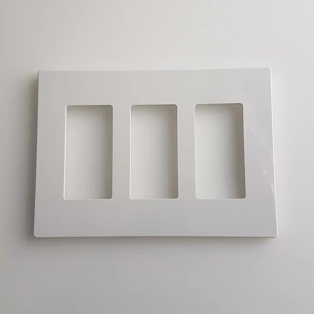 KMP3 Decora 3-Gang Wallplate, Screwless, Poly Carbonate, Snap-On Mount - White
