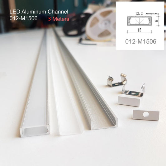012 Aluminum Channel with Frosted Diffuser for LED Strips , 3 Meters
