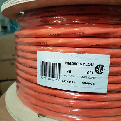 10/3 NMD90 Copper Electrical Wire - Orange - 75M
