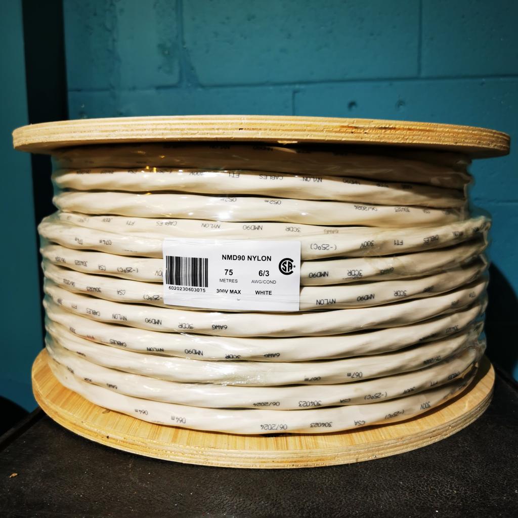 6/3 NMD90 Copper Electrical Wire - White - 75M