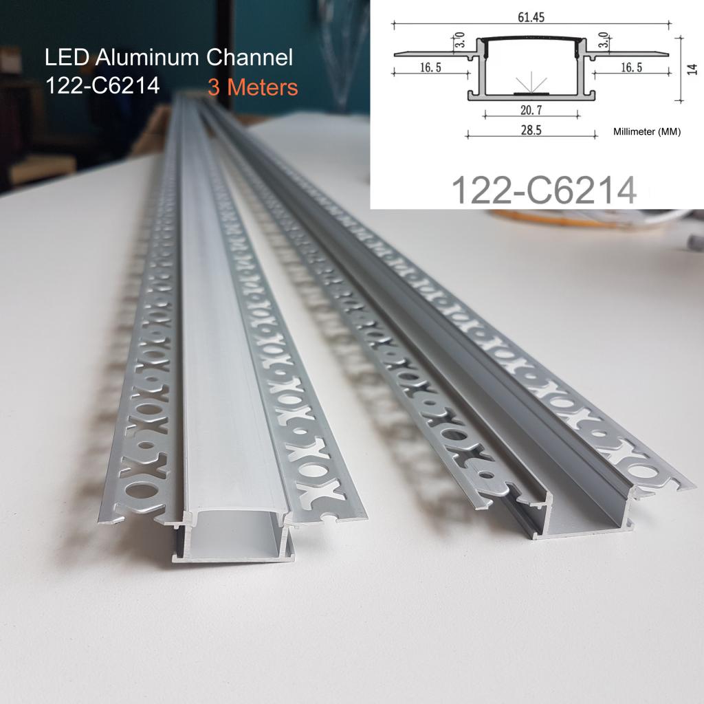 122 Aluminum Channel with Frosted Diffuser for LED Strips , 3 Meters