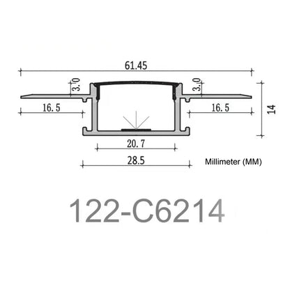 122 Aluminum Channel with Frosted Diffuser for LED Strips , 3 Meters