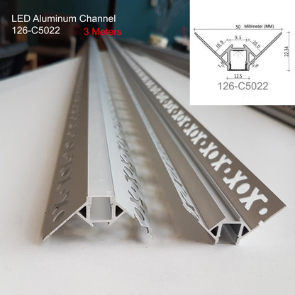 126 Aluminum Channel with Frosted Diffuser for LED Strips , 3 Meters