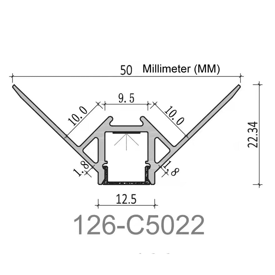 126 Aluminum Channel with Frosted Diffuser for LED Strips , 3 Meters
