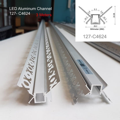 127 Aluminum Channel with Frosted Diffuser for LED Strips , 3 Meters