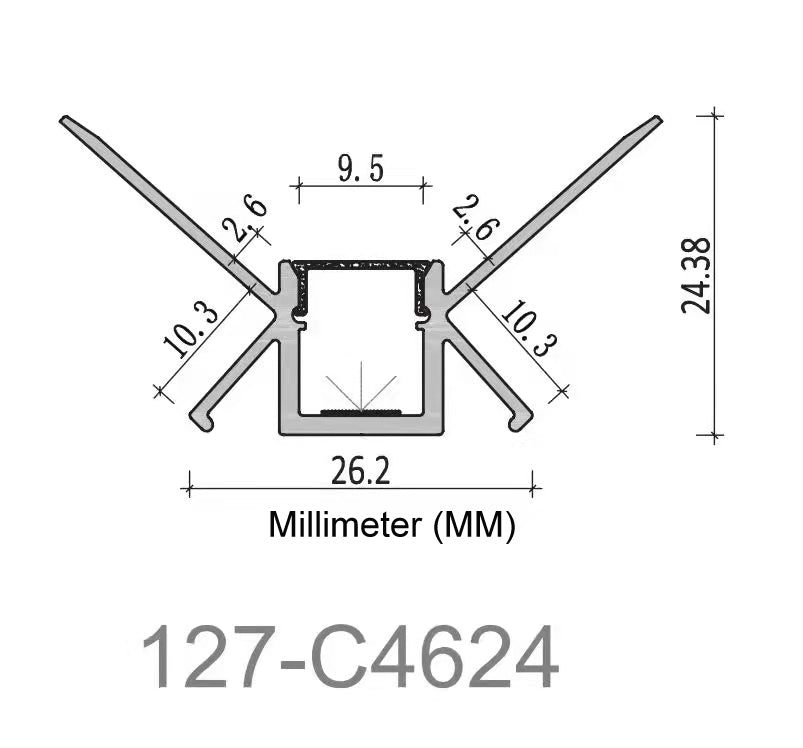 127 Aluminum Channel with Frosted Diffuser for LED Strips , 3 Meters