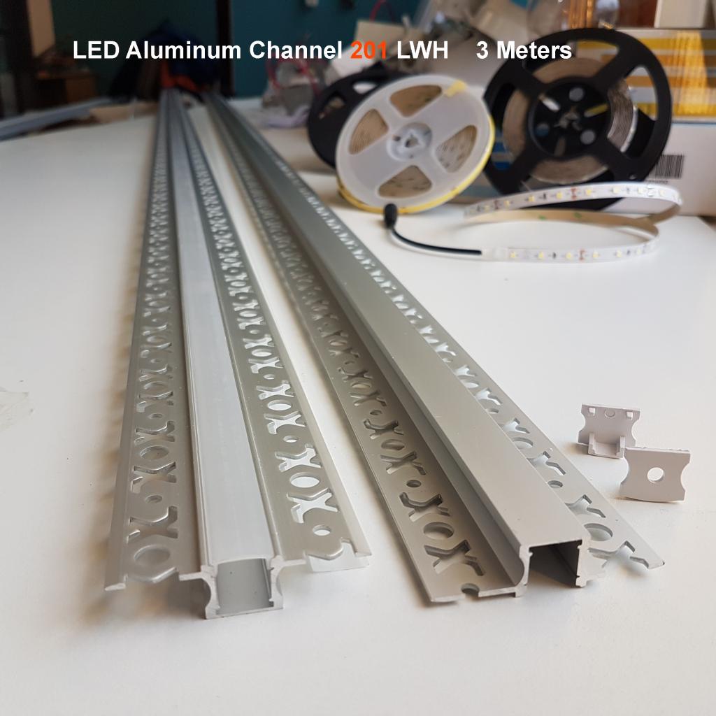 201 Aluminum Channel with Frosted Diffuser for LED Strips , 3 Meters