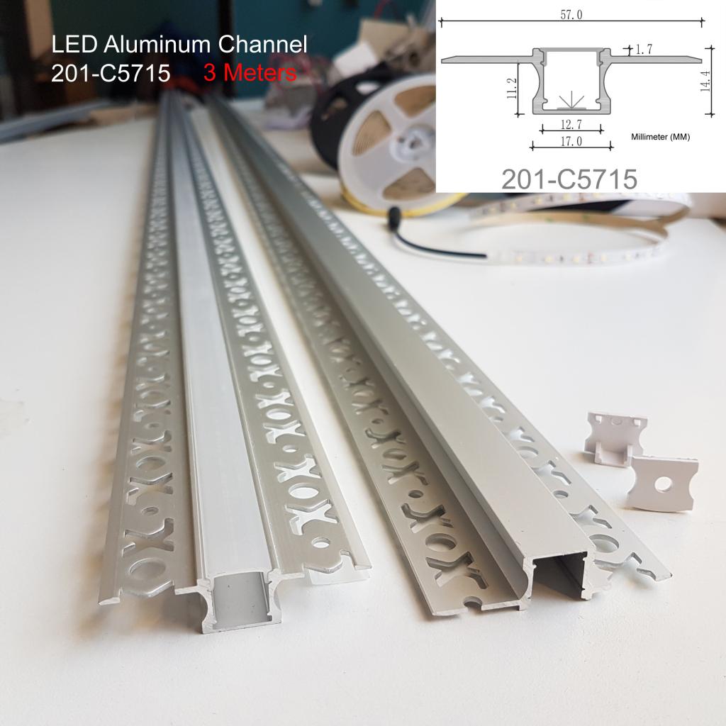 201 Aluminum Channel with Frosted Diffuser for LED Strips , 3 Meters