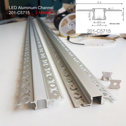 201 Aluminum Channel with Frosted Diffuser for LED Strips , 3 Meters