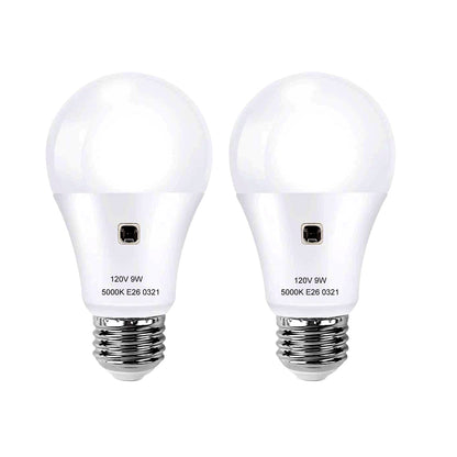 9W Dusk to Dawn Light Bulb 60W Equivalent, A19 E26 Sensor Bulbs Outdoor Auto on and Off, Daylight White 5000K