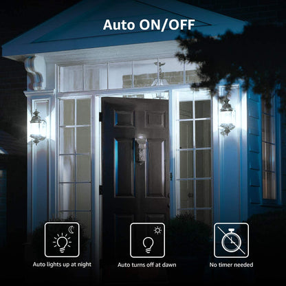 9W Dusk to Dawn Light Bulb 60W Equivalent, A19 E26 Sensor Bulbs Outdoor Auto on and Off, Daylight White 5000K