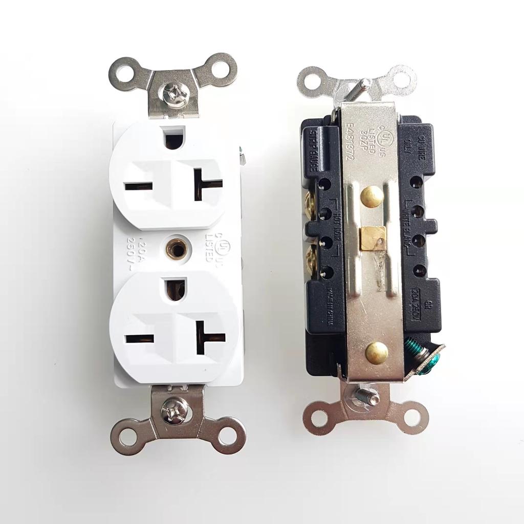 BAS-012 Commercial Grade 20A 250V NEMA Duplex Outlet (Double)