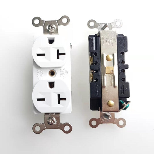 BAS-012 Commercial Grade 20A 250V NEMA Duplex Outlet (Double)