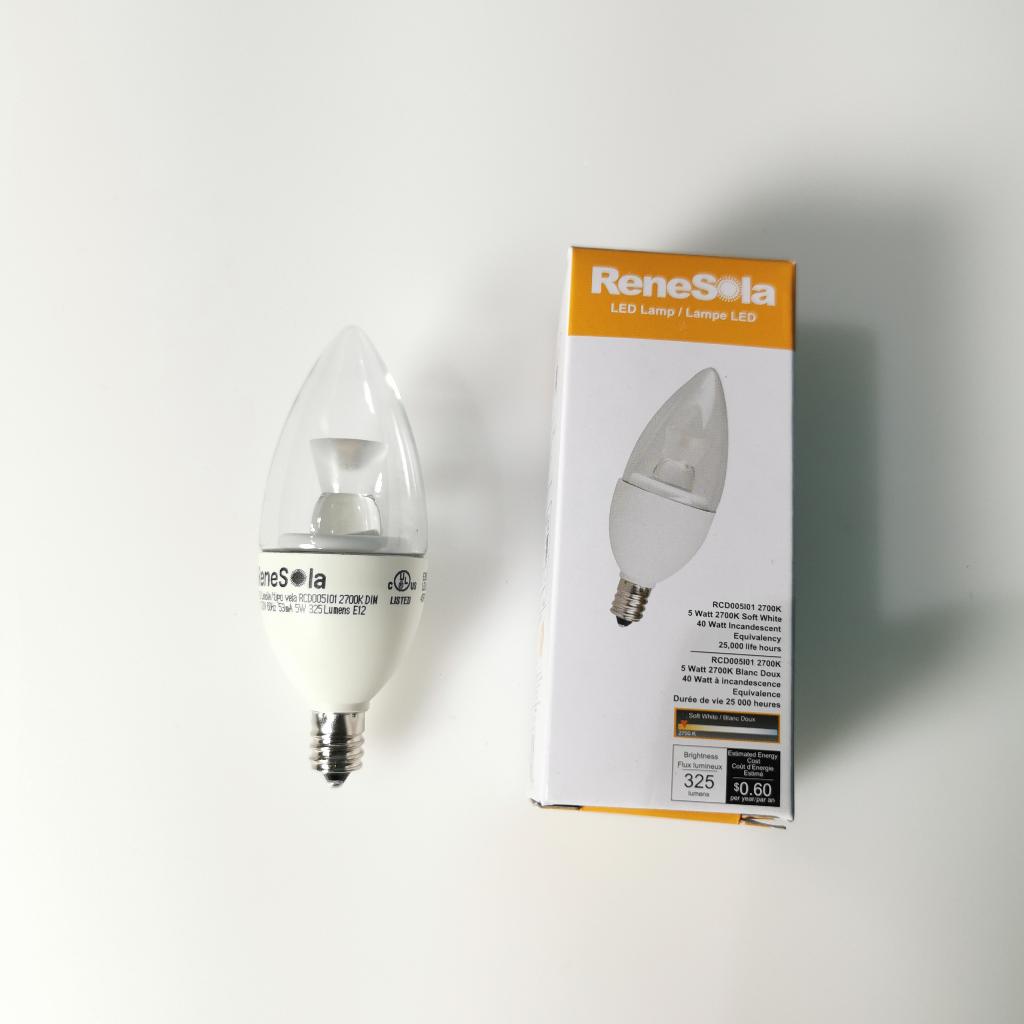 E12 5W 2700K LED Crystal Candle Light