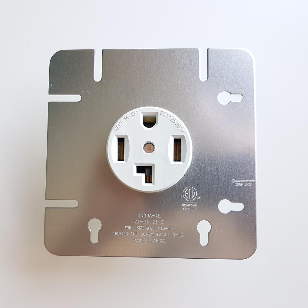 30A 125/250V Flush Mount NEMA 14-30R Dryer Outlet, WHITE