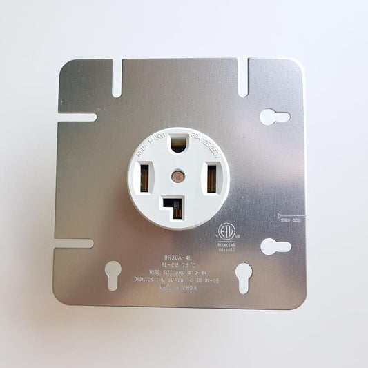30A 125/250V Flush Mount NEMA 14-30R Dryer Outlet, WHITE
