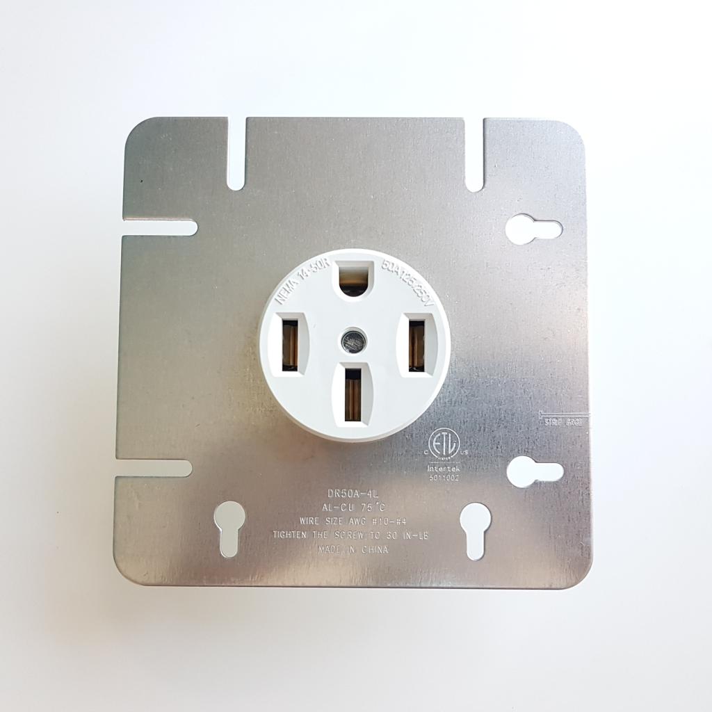 50A 125/250V Flush Mount NEMA 14-50R Range Outlet , WHITE