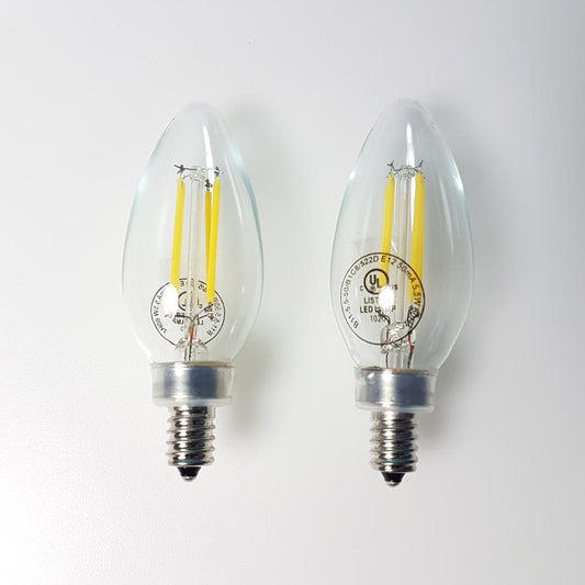 E12-B11-5000K LED Filament Bulb 5.5W (60W Equivalent) Dimmable 500 Lumens Candelabra Daylight Candle Light Bulbs