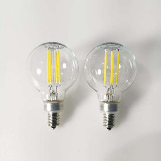 E12-G16.5-3000K LED Filament Bulb 5.5W (60W Equivalent) Dimmable 500 Lumens WARM WHITE ROUND Candle Light Bulbs