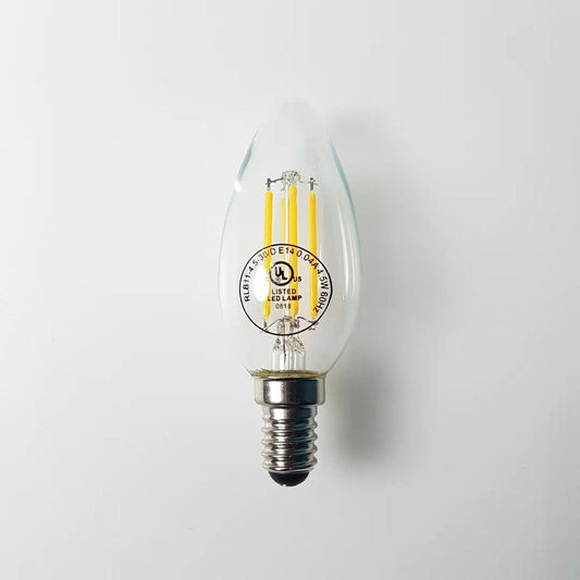 E14-B11-3000K LED Filament Bulb 4.5W (60W Equivalent) Dimmable 500 Lumens Candelabra Warm White Candle Light Bulbs