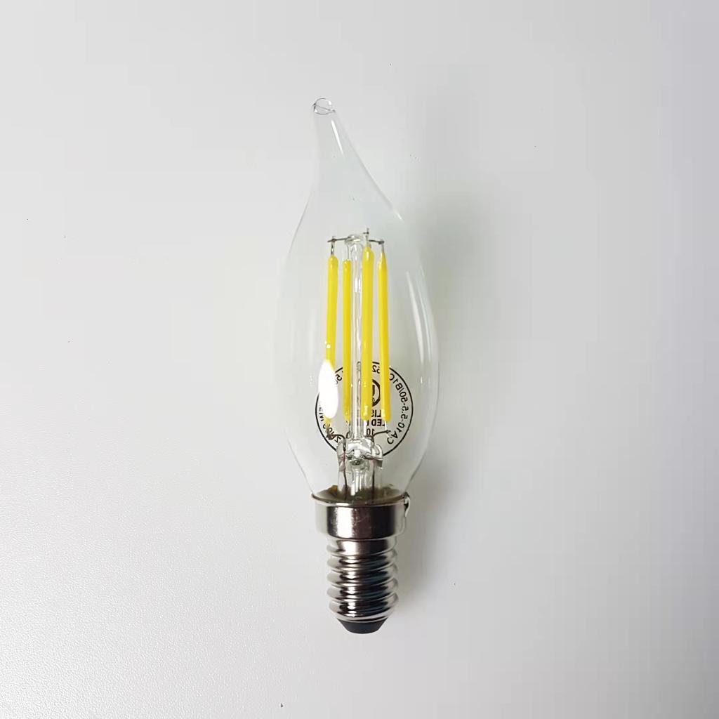 E14-CA10-5000K LED Filament Bulb 5.5W (60W Equivalent) Dimmable 500 Lumens Candelabra Daylight Candle Light Bulbs