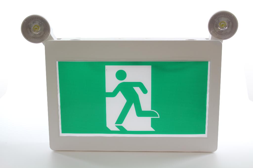 Running Man Exit Sign Combo with 2 Emergency Light Heads