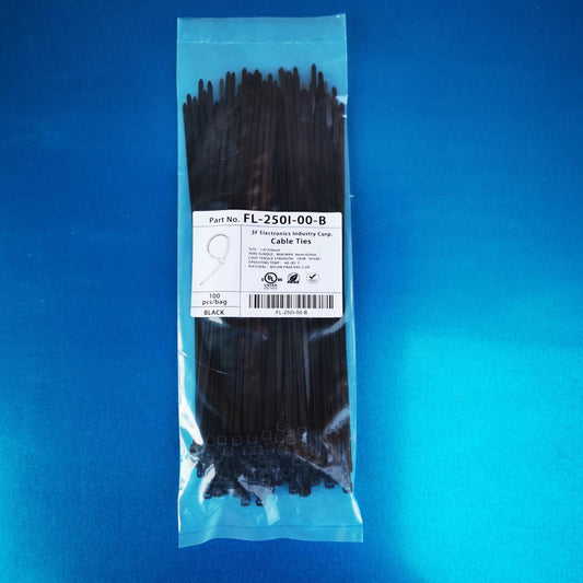 FL-250I-00-B Cable Zip Ties 10-inch Mounting Ties Indoor/Outdoor Use UV Resistant Nylon Material - BLACK(100-Pack)