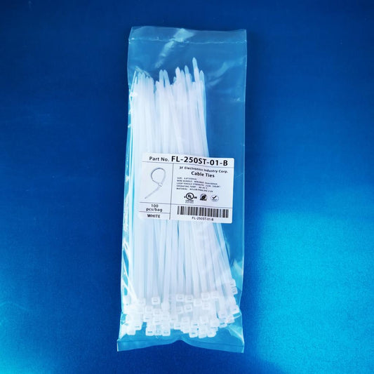 FL-250ST-01-B Cable Zip Ties 10-inch Mounting Ties Indoor/Outdoor Use UV Resistant Nylon Material - WHITE (100-Pack)