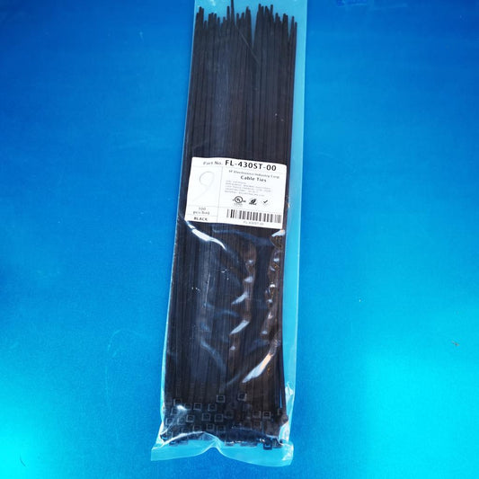 FL-430ST-00 Cable Zip Ties 17-inch Mounting Ties Indoor/Outdoor Use UV Resistant Nylon Material - BLACK(100-Pack)