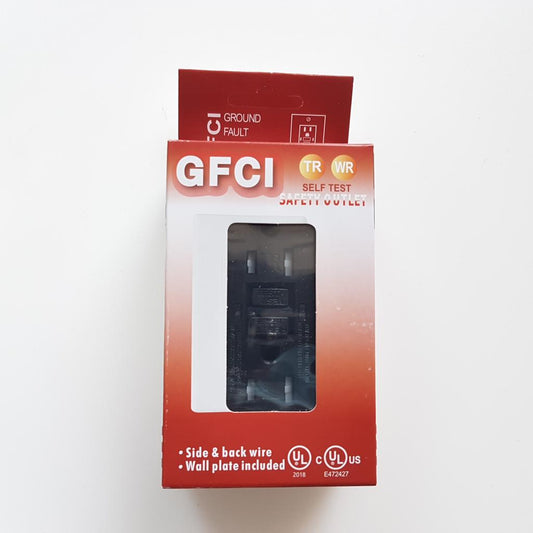 Decora 15 Amp Tamper-Resistant Slim GFCI Receptacle/Outlet With Wall Plate, Black