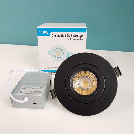 4" Gimbal Pot Light 3CCT Convertible (3000K-4000K-5000K) 9W Dimmable , BLACK