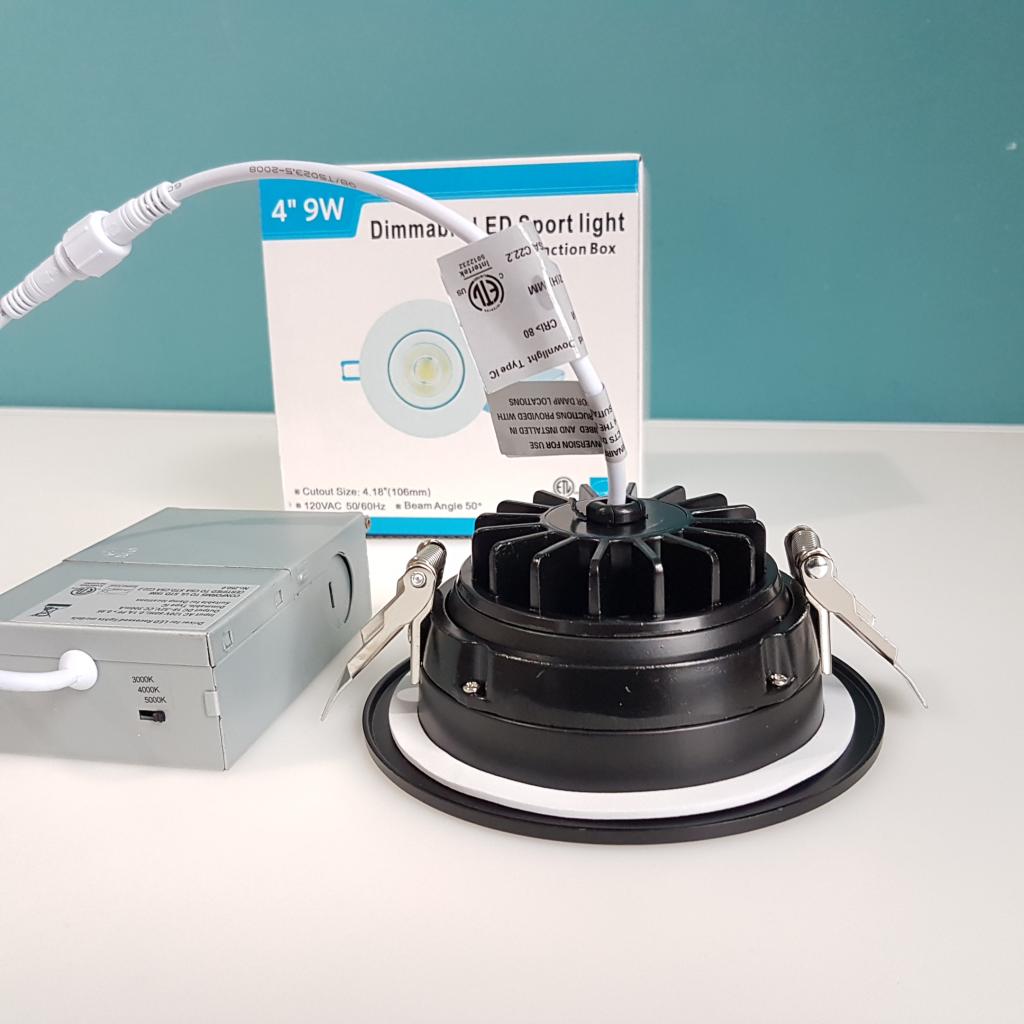 4" Gimbal Pot Light 3CCT Convertible (3000K-4000K-5000K) 9W Dimmable , BLACK