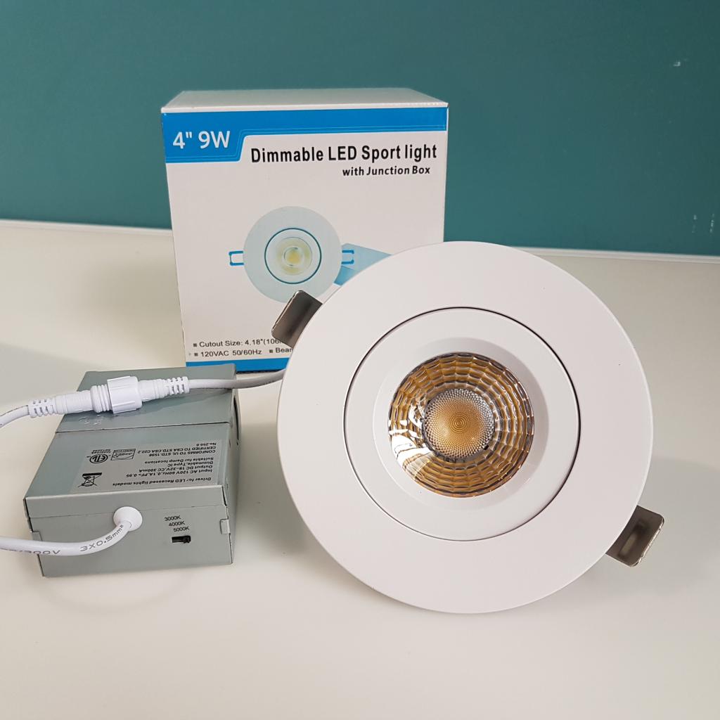 4" Gimbal Pot Light 3CCT Convertible (3000K-4000K-5000K) 9W Dimmable, WHITE