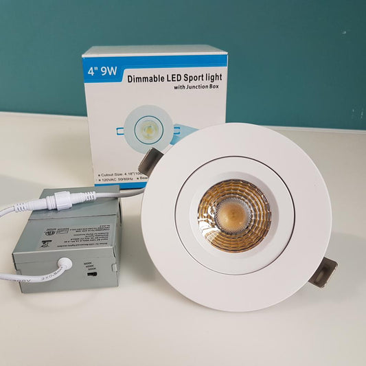 4" Gimbal Pot Light 3CCT Convertible (3000K-4000K-5000K) 9W Dimmable, WHITE