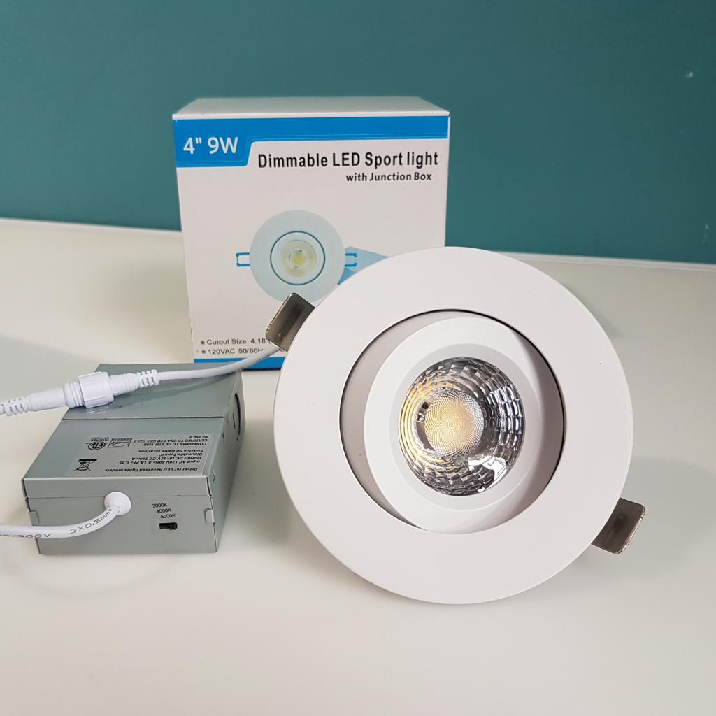 4" Gimbal Pot Light 3CCT Convertible (3000K-4000K-5000K) 9W Dimmable, WHITE