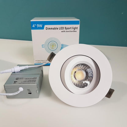 4" Gimbal Pot Light 3CCT Convertible (3000K-4000K-5000K) 9W Dimmable, WHITE
