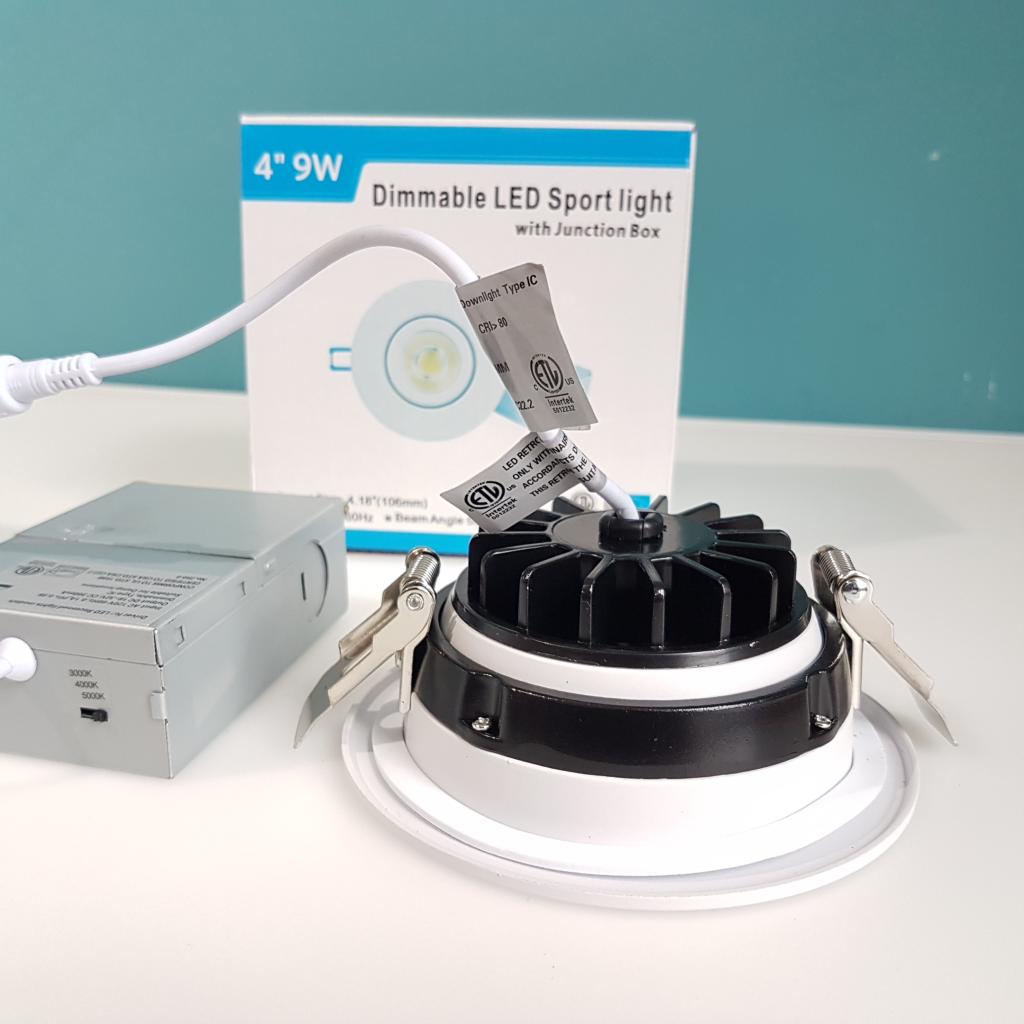 4" Gimbal Pot Light 3CCT Convertible (3000K-4000K-5000K) 9W Dimmable, WHITE