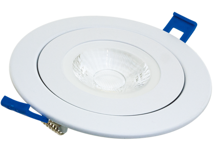 4" LED Floating Gimbal, 9 watts, Pre-select 5 CCT, 740 lms, Dimmable 10-100%, 120V, Round, White