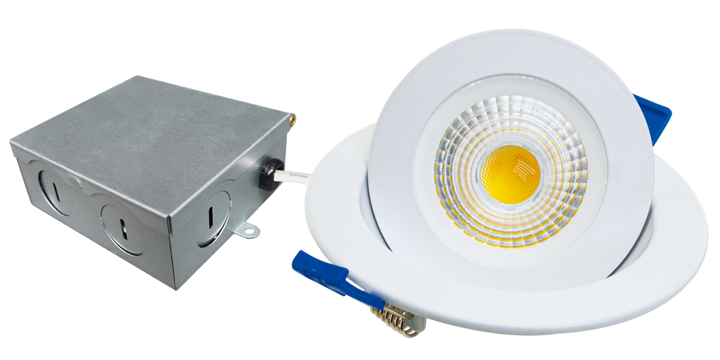 4" LED Floating Gimbal, 9 watts, Pre-select 5 CCT, 740 lms, Dimmable 10-100%, 120V, Round, White