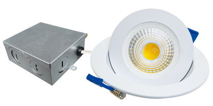 4" LED Floating Gimbal, 9 watts, Pre-select 5 CCT, 740 lms, Dimmable 10-100%, 120V, Round, White