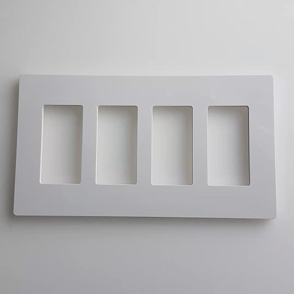 KMP4 Decora 4-Gang Wallplate, Screwless, Poly Carbonate, Snap-On Mount - White