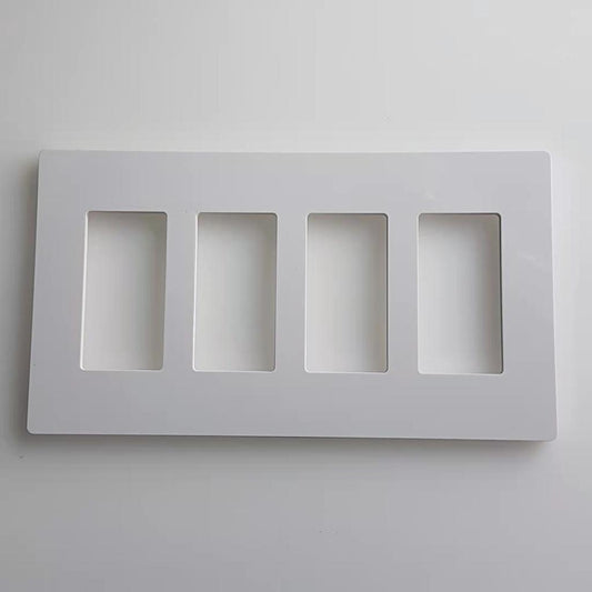 KMP4 Decora 4-Gang Wallplate, Screwless, Poly Carbonate, Snap-On Mount - White