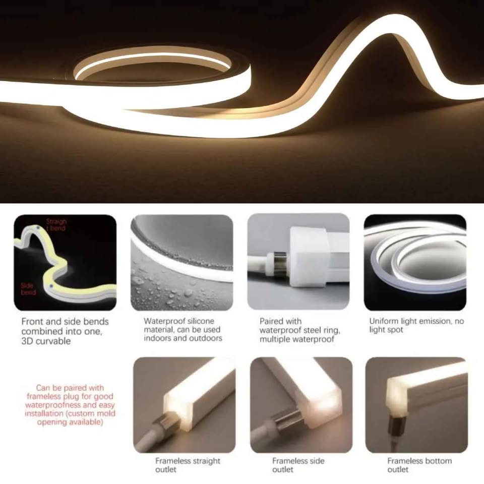 LED Silicone Flexible Neon Channel Profile - 1 Meter Cuts