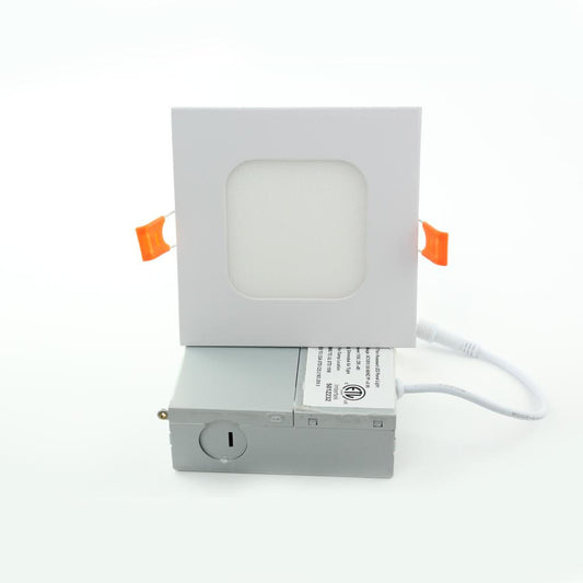 4" LED Slim Panel Pot light White Square 3CCT Color Convertible  With Junction Box, 10W 860LM