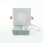 4" LED Slim Panel Pot light White Square 3CCT Color Convertible  With Junction Box, 10W 860LM