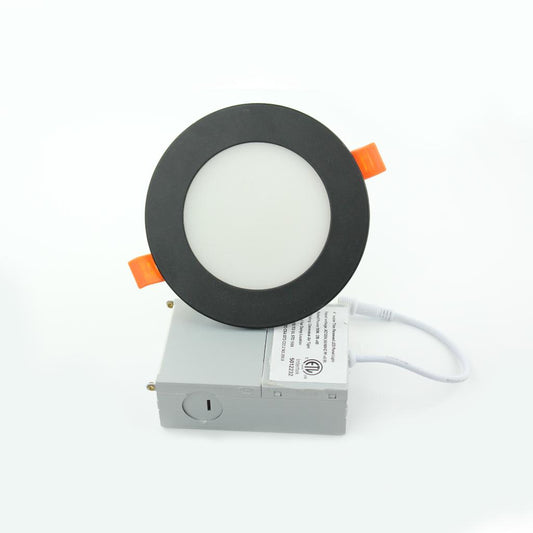 4" LED Slim Panel Pot light 3CCT 3000K-4000K-5000K Convertible with Junction Box, 10W 860LM, Black Trim