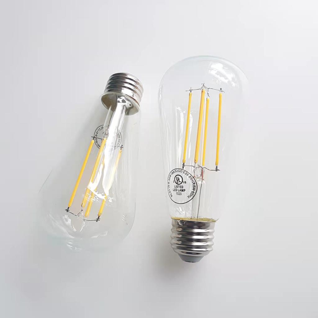 ST19 3000K 8W (60 Watt Equivalent) Dimmable Clear Glass Filament Vintage Edison LED Light Bulb, Warm White