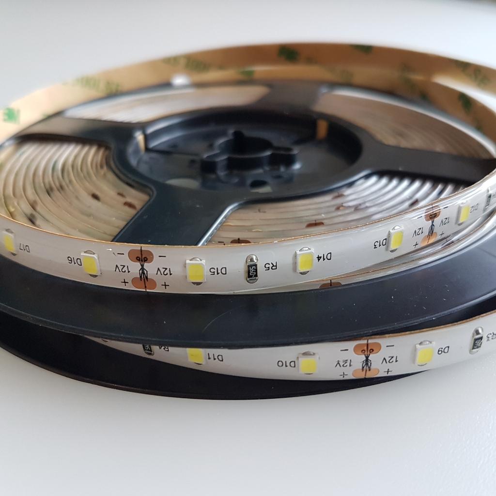 12V 3000k LED Warm White SMD2835 Strip with Waterproof Gel 5 Meters Pack
